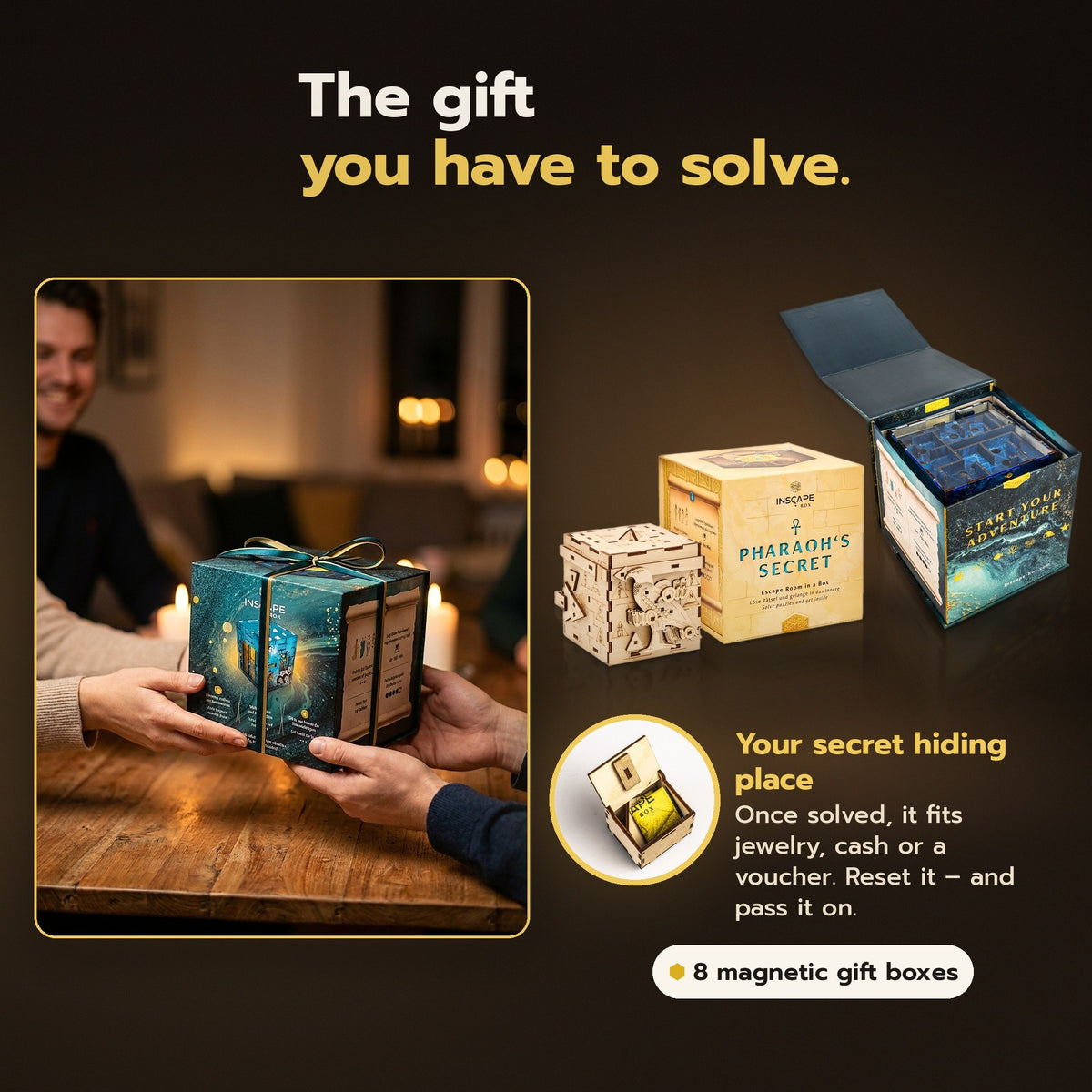 The gift you have to solve: an INSCAPE puzzle box given as a present – with a secret compartment