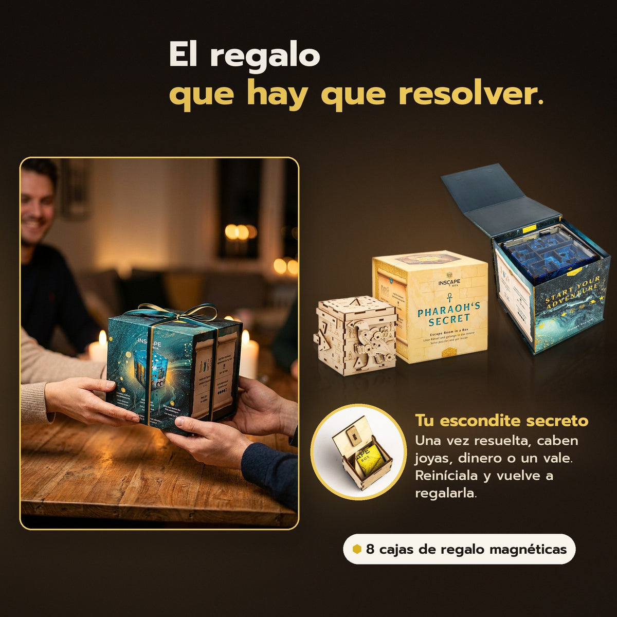 El regalo que hay que resolver: una caja rompecabezas INSCAPE como regalo – con compartimento secreto