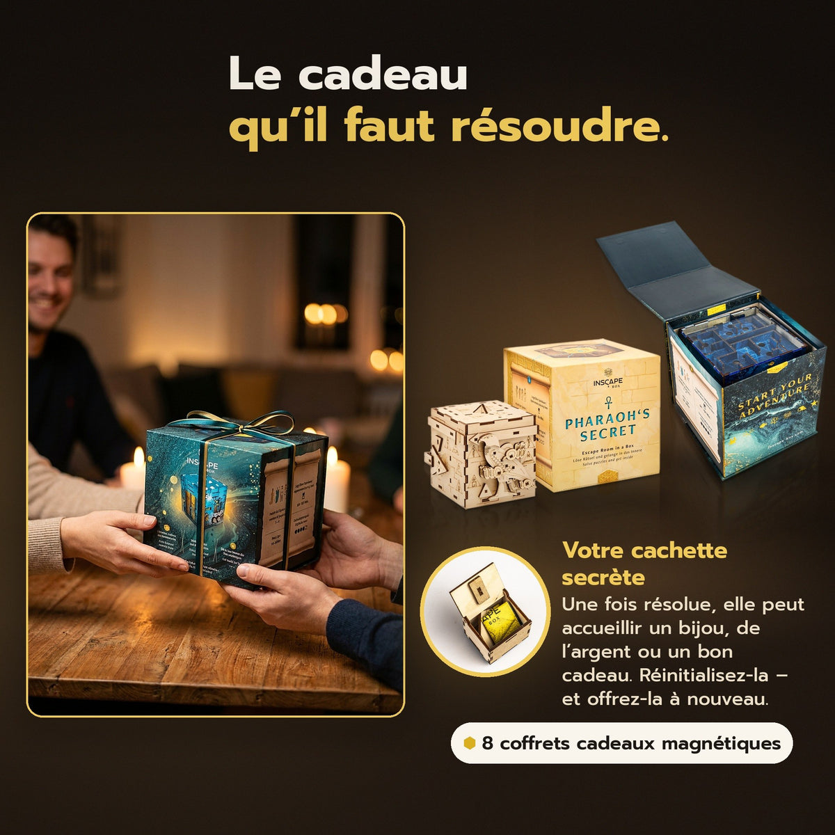 Le cadeau qu’il faut résoudre : une boîte à énigmes INSCAPE offerte – avec cachette secrète