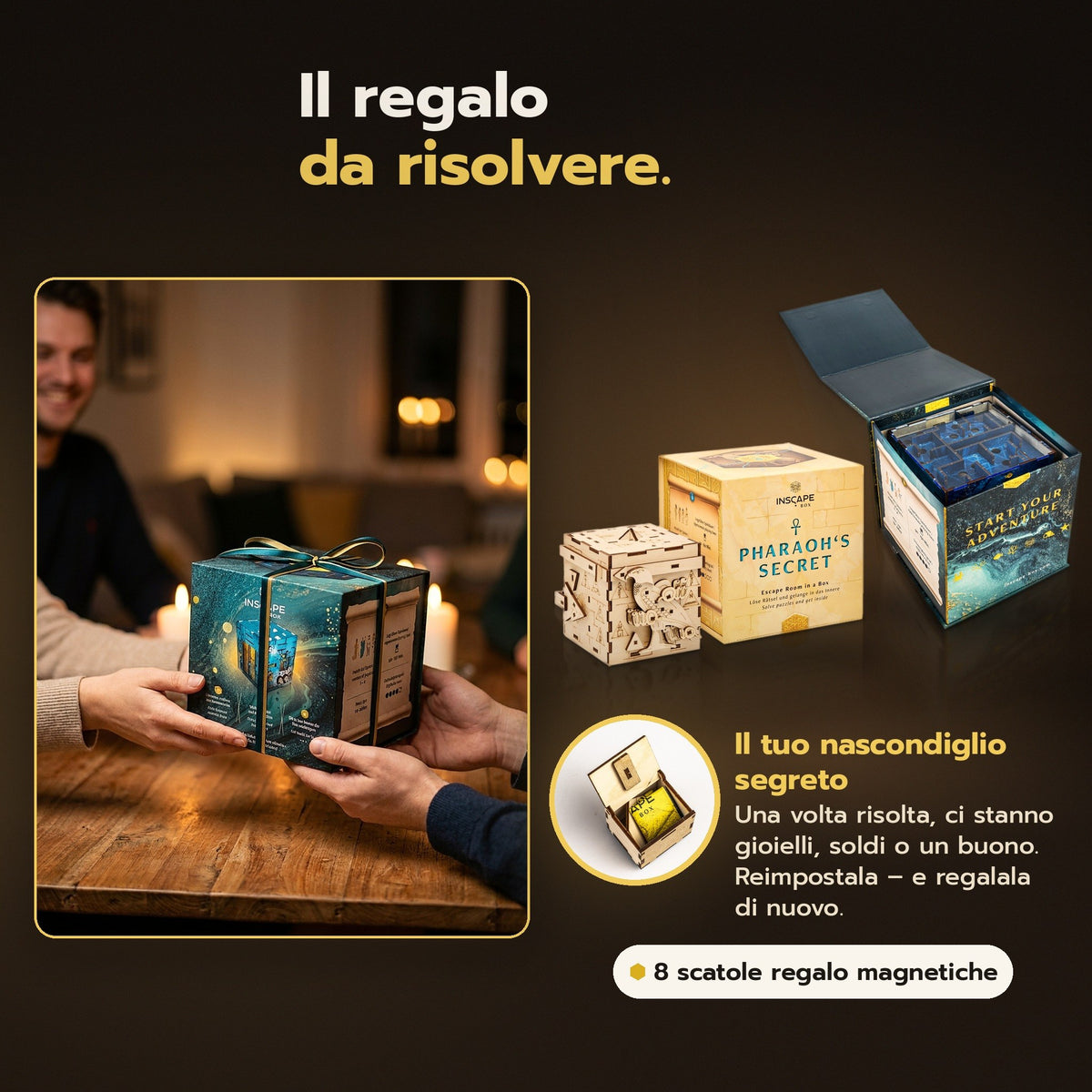 Il regalo da risolvere: una scatola rompicapo INSCAPE regalata – con nascondiglio segreto