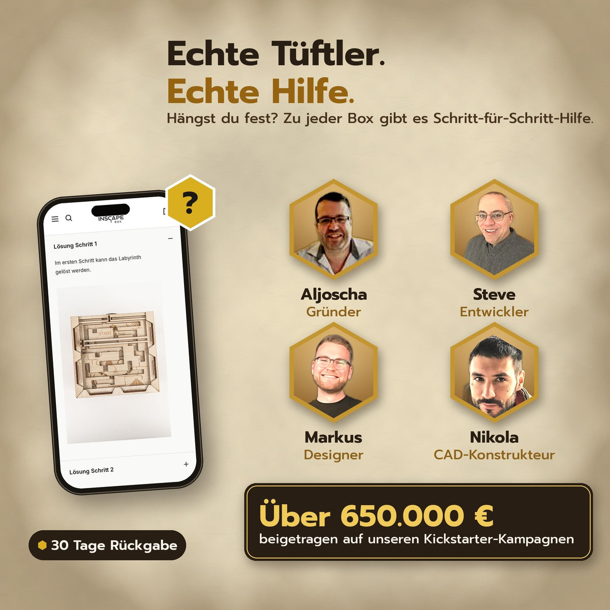Echte Tüftler, echte Hilfe: das INSCAPE Team hinter den Puzzleboxen
