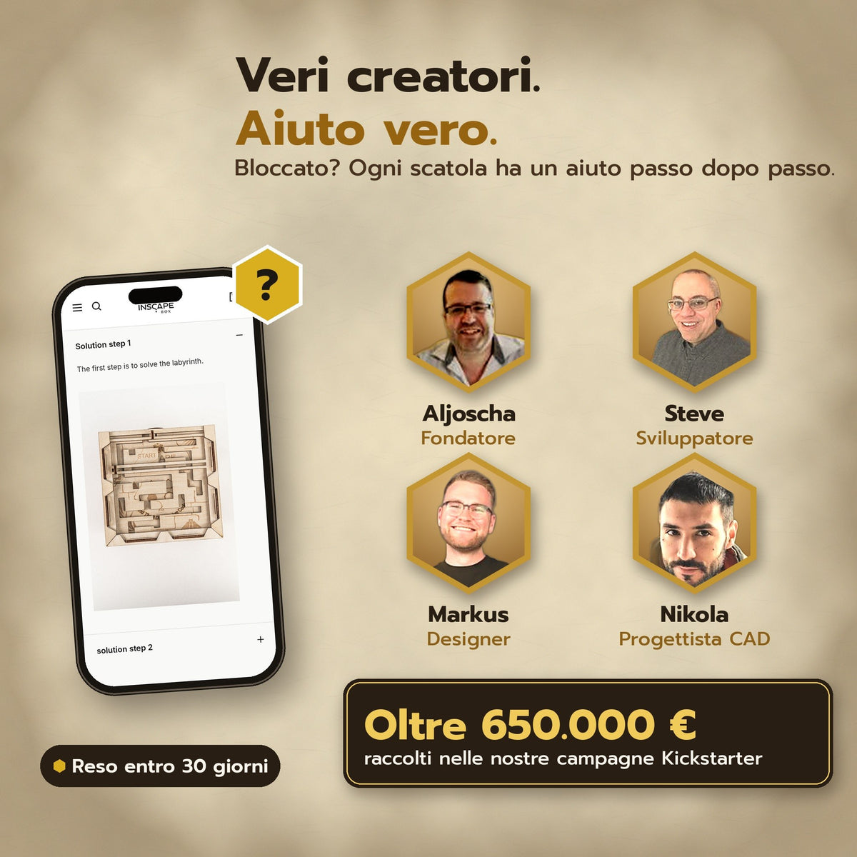 Veri creatori, aiuto vero: il team INSCAPE dietro le scatole