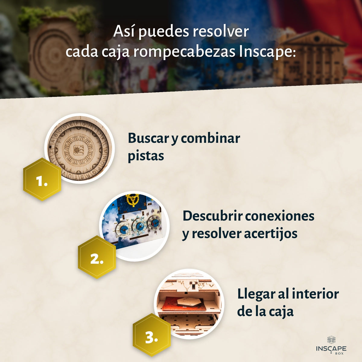 Así puedes resolver cada caja rompecabezas INSCAPE