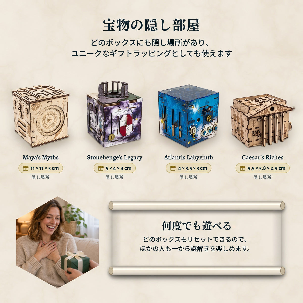 INSCAPE Bestseller Bundle – Schatzkammern (Geheimfächer der 4 Puzzle Boxen)