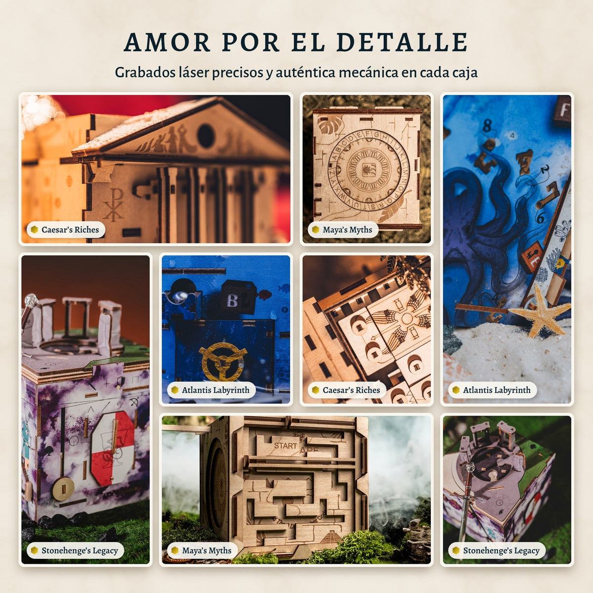 Primeros planos de los grabados láser y la mecánica