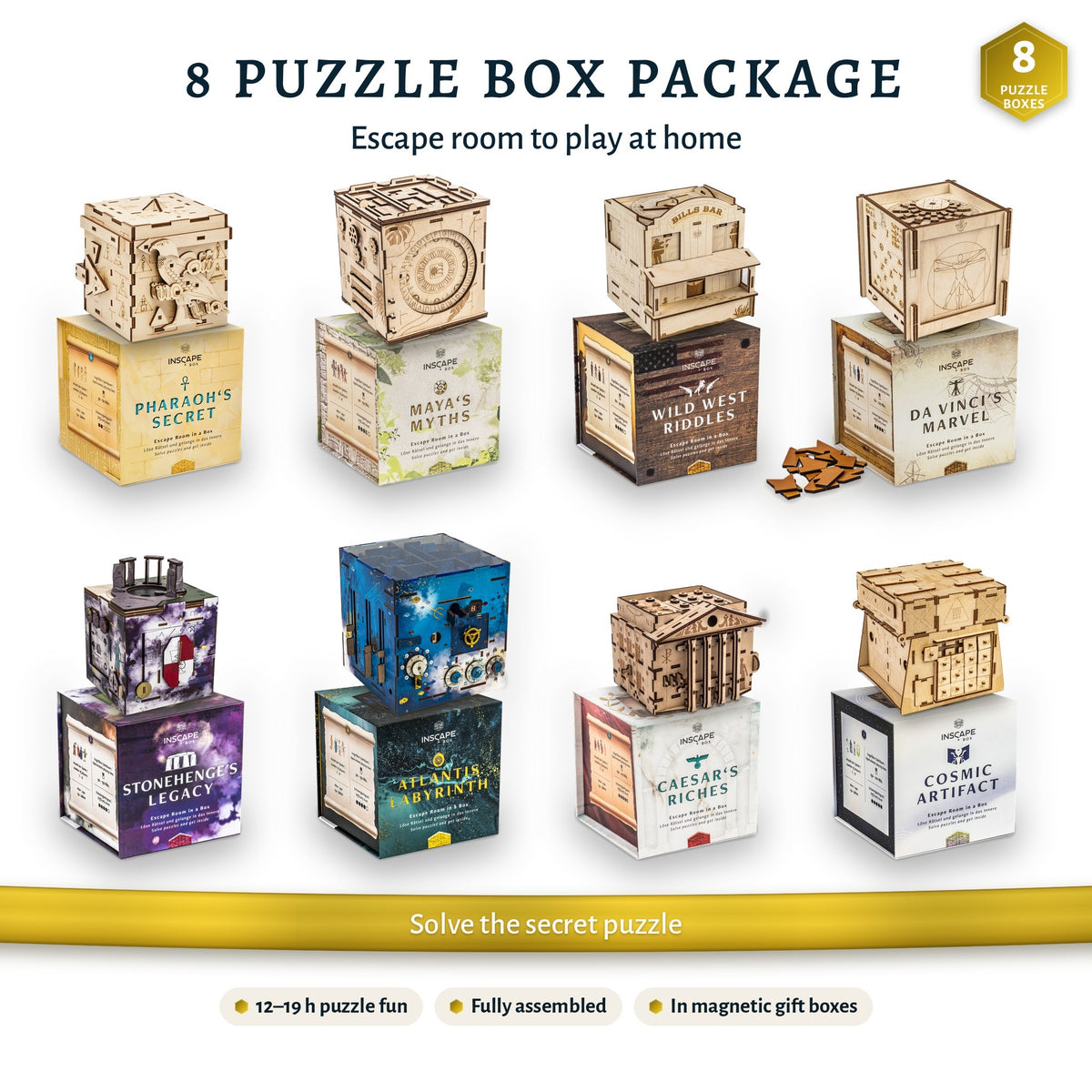 INSCAPE Puzzle Box Fan Package – all 8 puzzle boxes with gift packaging