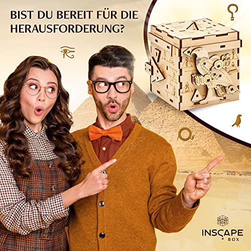 INSCAPE Pharaoh´s Secret - Rätselbox Holz - Puzzle Box - Escape Room Spiel Erwachsene und Kinder - Knobelspiele für Erwachsene - 3D Holzpuzzle - Cluebox - Denkspiele